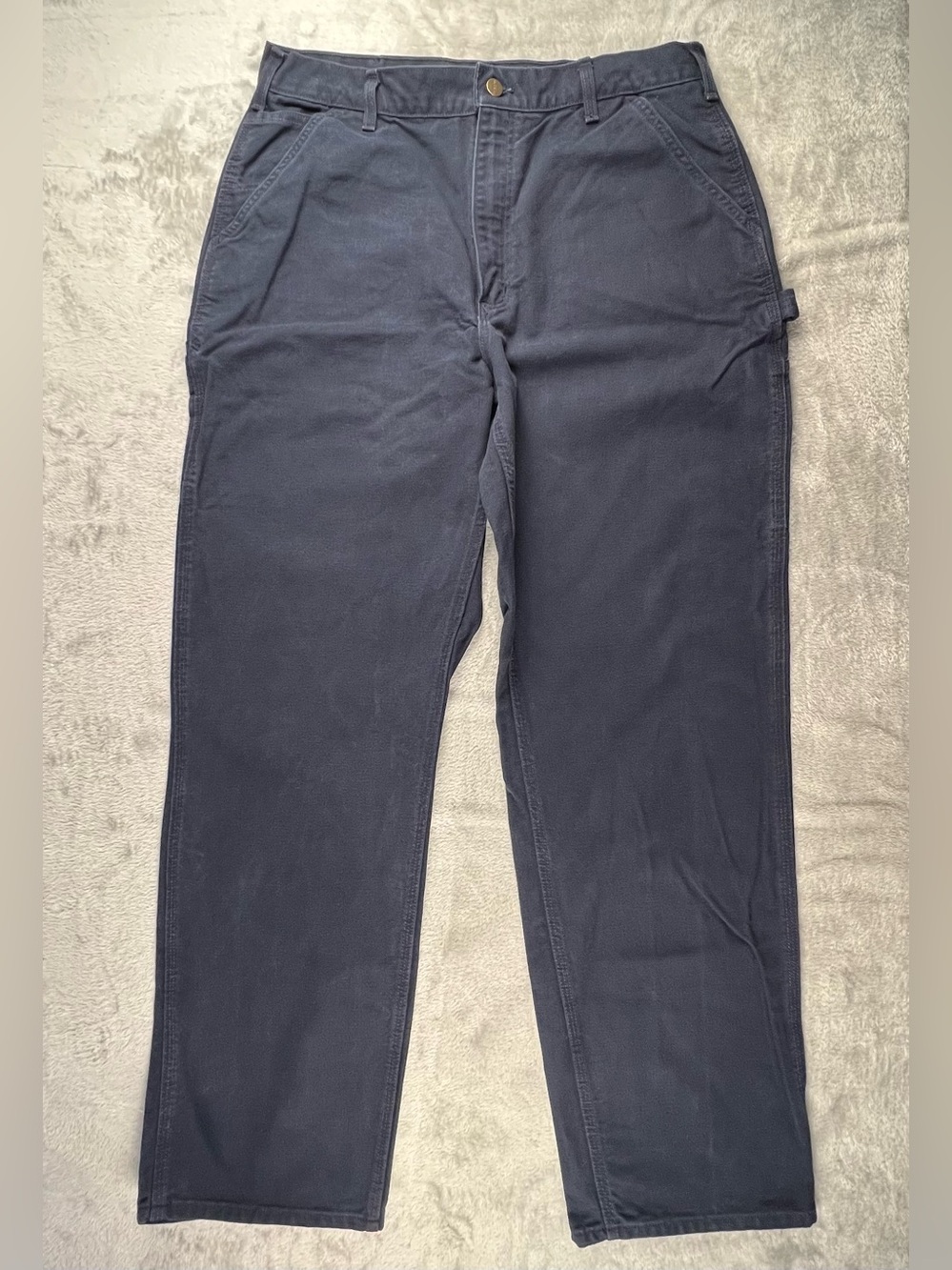 Carhartt B11 MDT Dungaree Pants Men 36x34 Canvas Carpenter Navy Workwear